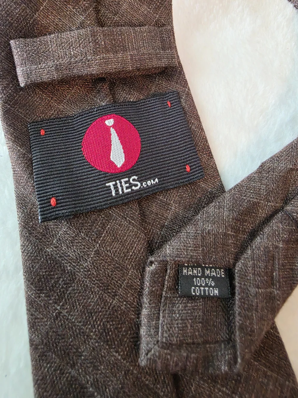 Classic Brown Checkered Cotton Tie - Mens Necktie